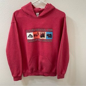 Glacier national park pullover hoodie red youth large